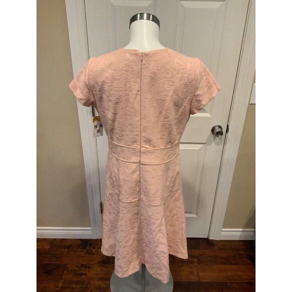 Nanette Lepore Light Peach Pink Paisley Textured Pattern Dress, Size 8 - Picture 5 of 6